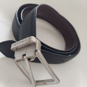 Coach Mens Reversible Leather Belt Silver Metal Buckle Brown / Black 46" 1" Wide